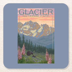 Spring Flowers - Glacier National Park, MT Square Paper Coaster