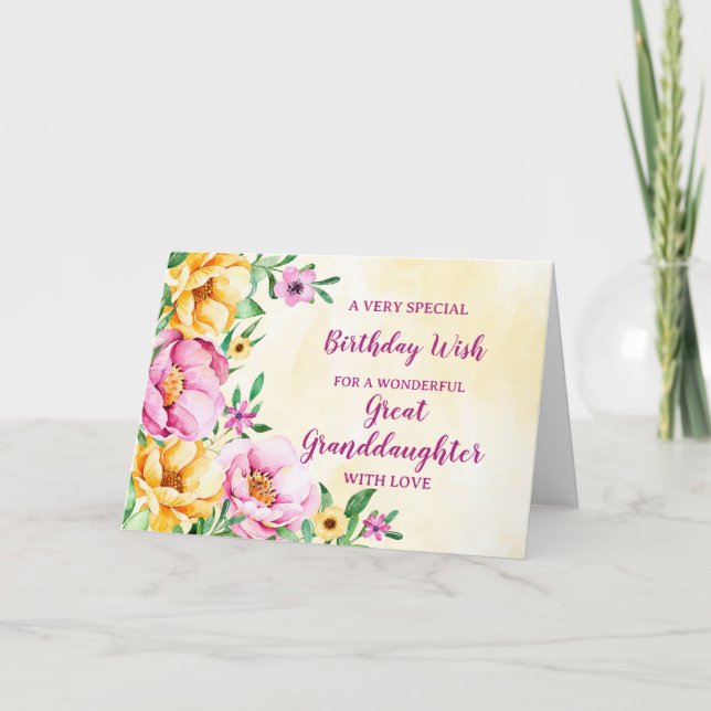 Spring Flowers Great Granddaughter Birthday Card (Front)