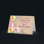 Spring Flowers Great Granddaughter Birthday Card<br><div class="desc">Pretty and thoughtful greeting card for your great granddaughter's birthday with yellow,  purple and pink spring flowers,  rustic watercolor pattern and hand lettered style text.</div>