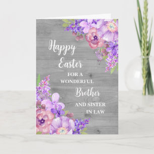 Spring Flowers Happy Easter Brother Sister in Law Holiday Card
