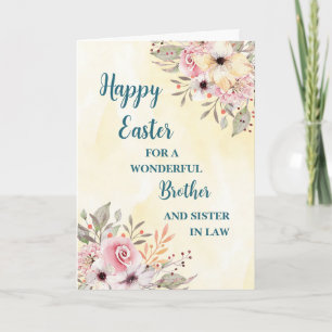 Spring Flowers Happy Easter Brother Sister in Law Holiday Card