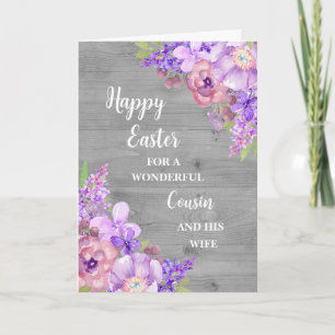 Spring Flowers Happy Easter Cousin and His Wife Holiday Card