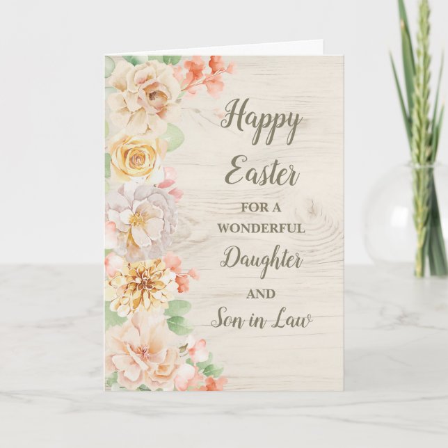 Spring Flowers Happy Easter Daughter Son in Law Holiday Card (Front)