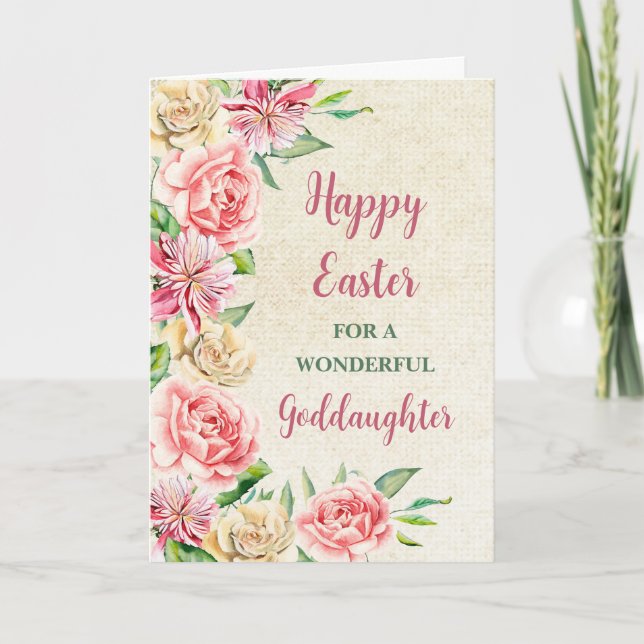 Spring Flowers Happy Easter Goddaughter Holiday Card (Front)