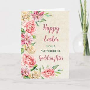 Spring Flowers Happy Easter Goddaughter Holiday Card