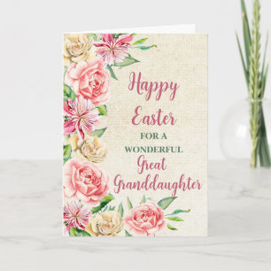 Spring Flowers Happy Easter Granddaughter Holiday Card
