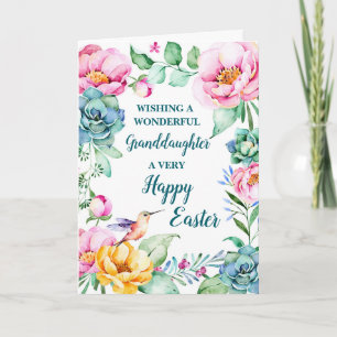 Spring Flowers Happy Easter Granddaughter Holiday Card