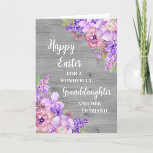 Spring Flowers Happy Easter Granddaughter Husband Holiday Card