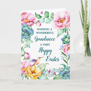 Spring Flowers Happy Easter Grandniece Holiday Card
