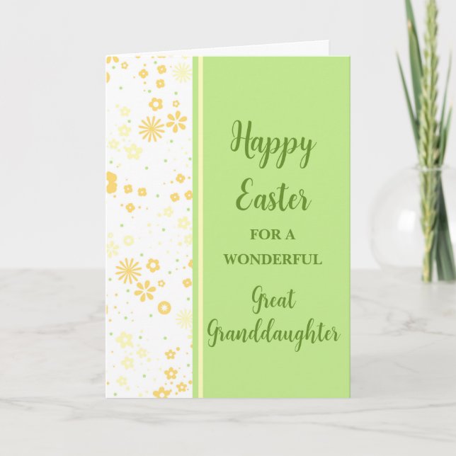 Spring Flowers Happy Easter Great Granddaughter Holiday Card (Front)