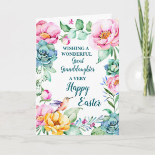 Spring Flowers Happy Easter Great Granddaughter Holiday Card