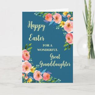 Spring Flowers Happy Easter Great Granddaughter Holiday Card