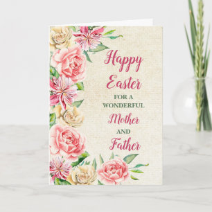 Spring Flowers Happy Easter Mother and Father Holiday Card