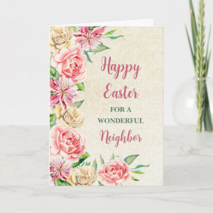 Spring Flowers Happy Easter Neighbor Holiday Card