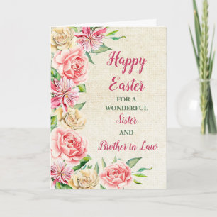 Spring Flowers Happy Easter Sister Brother in Law Holiday Card