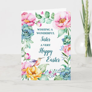 Spring Flowers Happy Easter Sister Holiday Card