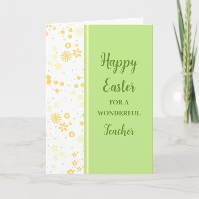 Spring Flowers Happy Easter Teacher Holiday Card (Front)