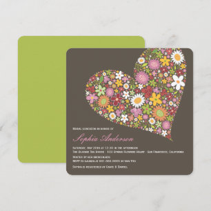 Spring Flowers Heart Love Bridal Shower Invite