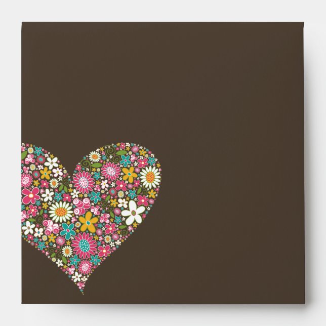 Spring Flowers Heart Love Bridal Shower Wedding Envelope (Front)