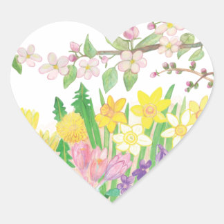 Spring Flowers   Heart Sticker