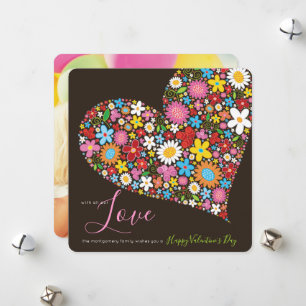 Spring Flowers Heart Sweet Valentine's Day Photo Holiday Card