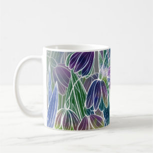 Spring flowers, herbs, watercolor seamless border. coffee mug
