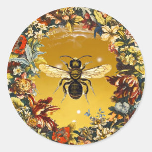 SPRING FLOWERS HONEY BEE / BEEKEEPER BEEKEEPING CLASSIC ROUND STICKER
