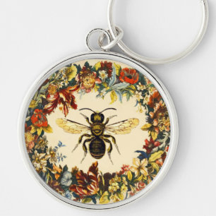 SPRING FLOWERS HONEY BEE / BEEKEEPER BEEKEEPING KEY RING