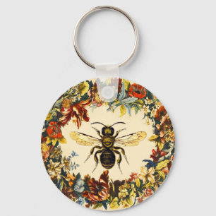 SPRING FLOWERS HONEY BEE / BEEKEEPER BEEKEEPING KEY RING