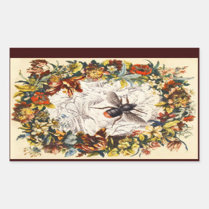 SPRING FLOWERS HONEY BEE / BEEKEEPER BEEKEEPING RECTANGULAR STICKER