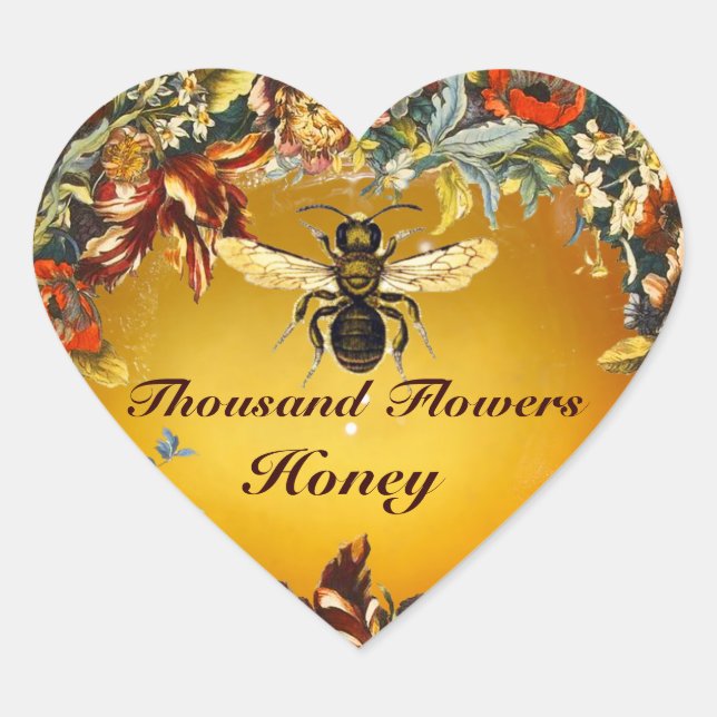 SPRING FLOWERS HONEY BEE / BEEKEEPER HEART HEART STICKER (Front)