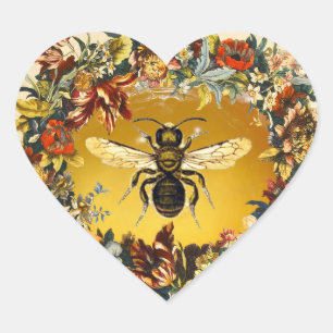 SPRING FLOWERS HONEY BEE / BEEKEEPER HEART HEART STICKER