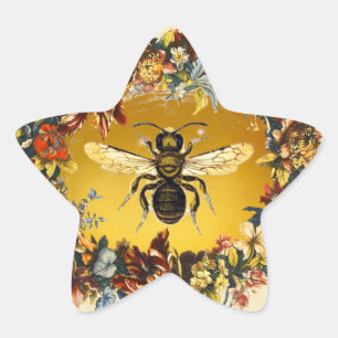 SPRING FLOWERS HONEY BEE / BEEKEEPER STAR STICKER
