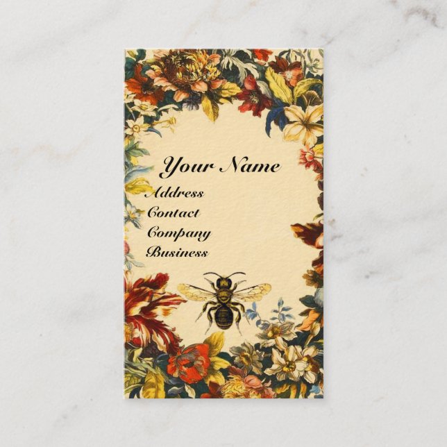 SPRING FLOWERS HONEY BEE BEEKEEPING BROWN WAX SEAL BUSINESS CARD (Front)