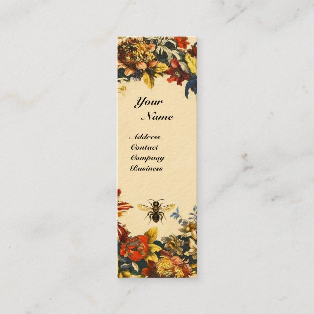 SPRING FLOWERS HONEY BEE BEEKEEPING BROWN WAX SEAL MINI BUSINESS CARD (Front)