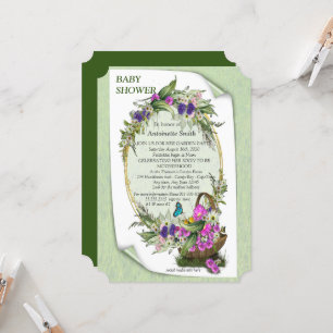 Spring flowers in a Basket Baby Shower Invitation