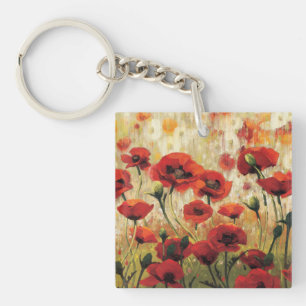 Spring Flowers in a Garden Key Ring