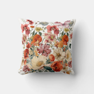 Spring Flowers in Bloom with Butterflies Cushion