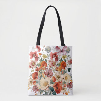 Spring Flowers in Bloom with Butterflies Tote Bag