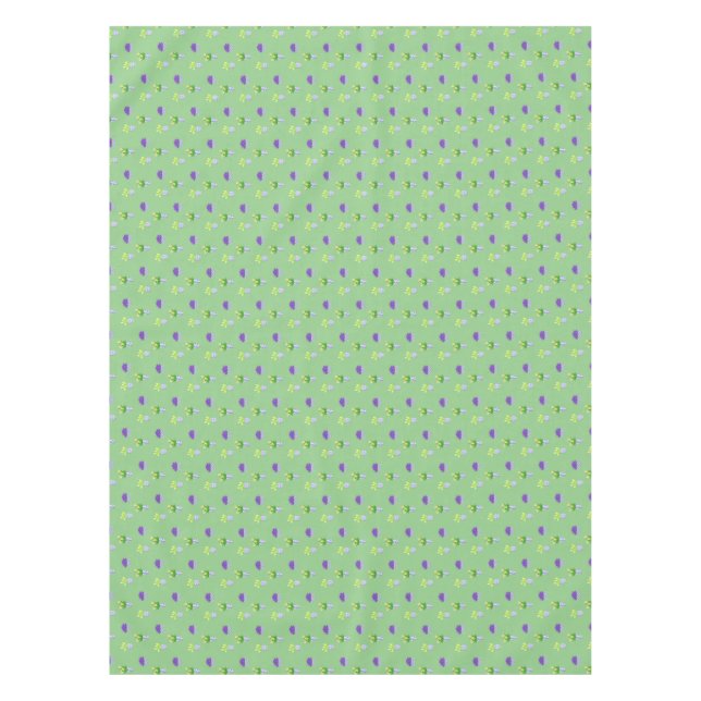 Spring Flowers in Chinoiserie Pots Green Tablecloth (Front)