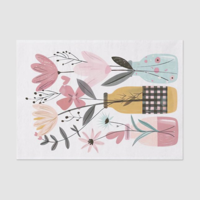 Spring Flowers in Mason Jars Decoupage Tissue Paper (Front)