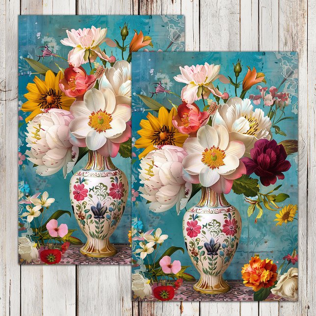 SPRING FLOWERS IN VASE DECOUPAGE TISSUE PAPER (SPRING FLOWERS IN VASE DECOUPAGE TISSUE PAPER)