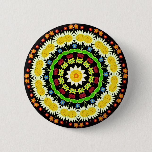 Spring Flowers Kaleidoscope 02 6 Cm Round Badge (Front)