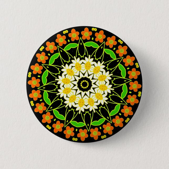 Spring Flowers Kaleidoscope 03 6 Cm Round Badge (Front)