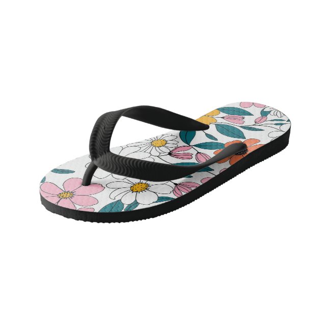 Spring Flowers Kid's Flip Flops (Angled)