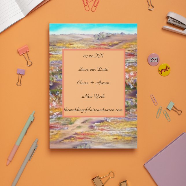 Spring flowers landscape Flat Save The Date Card (Creator Uploaded)