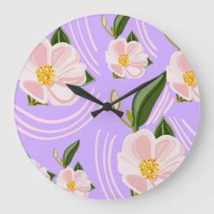 Spring flowers large clock