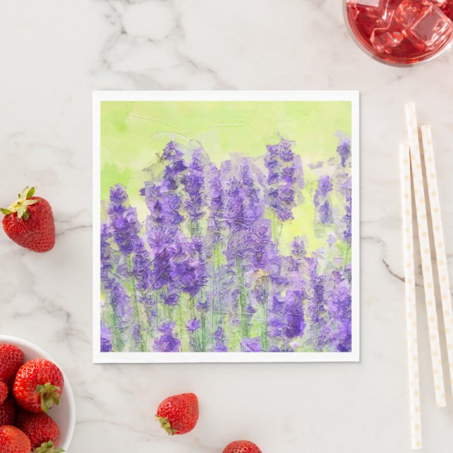 Spring Flowers Lavender Watercolor Floral Napkin (Insitu)