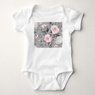 Spring Flowers Leaves Hand Drawn Baby Bodysuit