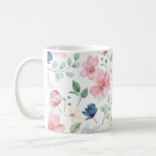 Spring Flowers & Leaves Pattern Coffee Mug